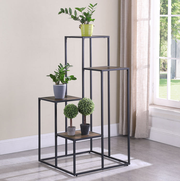 Rito 4-tier Multi-Display Shelf Rustic Brown and Black