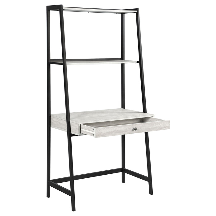 Pinckard 3-piece Ladder Desk and Bookcase Set Grey Stone