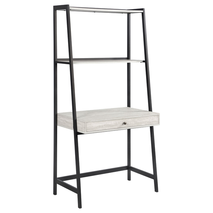 Pinckard 3-piece Ladder Desk and Bookcase Set Grey Stone