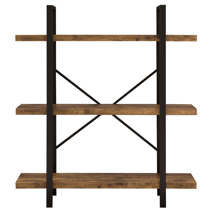 Cole 40-inch 3-shelf Bookshelf Rustic Nutmeg and Black