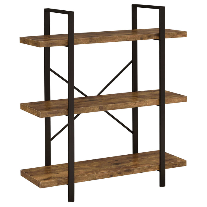 Cole 40-inch 3-shelf Bookshelf Rustic Nutmeg and Black