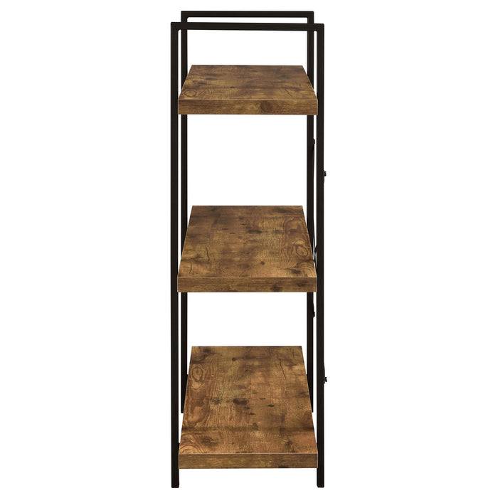 Cole 40-inch 3-shelf Bookshelf Rustic Nutmeg and Black