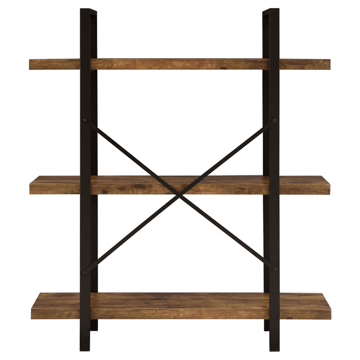 Cole 40-inch 3-shelf Bookshelf Rustic Nutmeg and Black