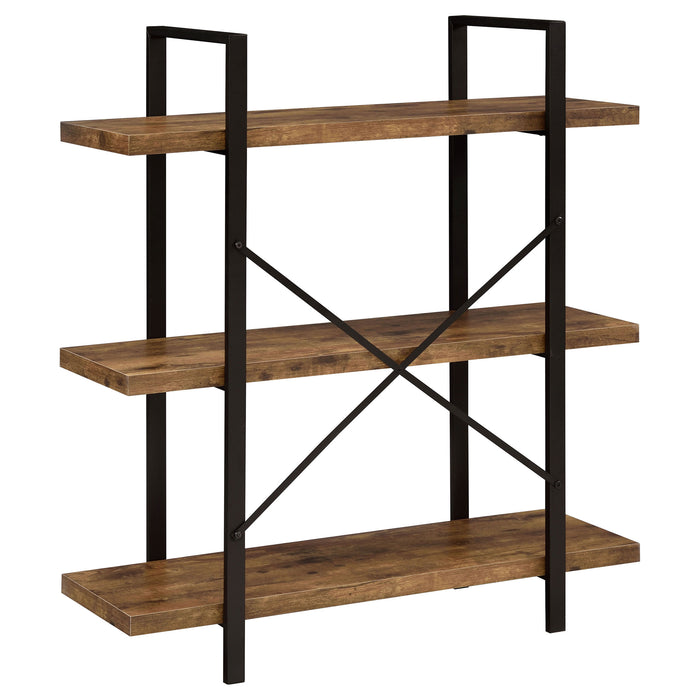 Cole 40-inch 3-shelf Bookshelf Rustic Nutmeg and Black