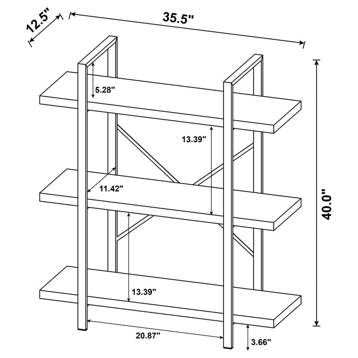 Cole 40-inch 3-shelf Bookshelf Rustic Nutmeg and Black