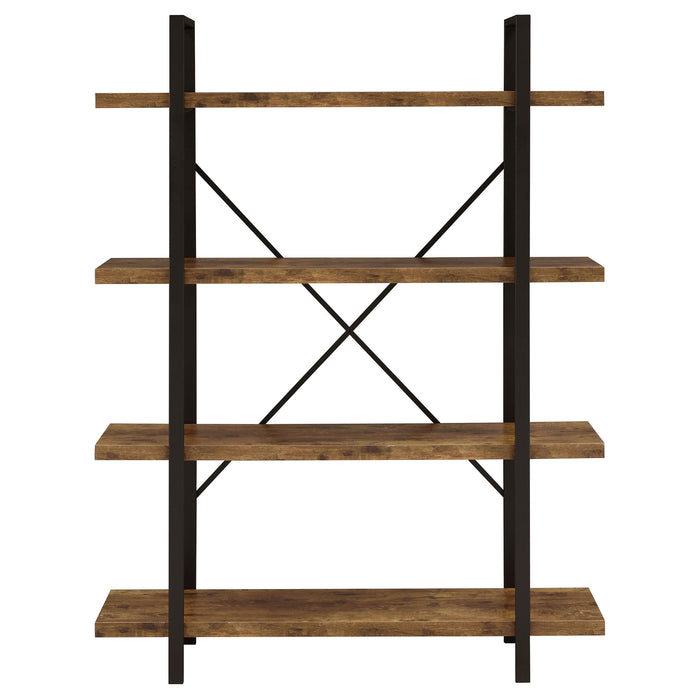 Cole 55-inch 4-shelf Bookshelf Rustic Nutmeg and Black