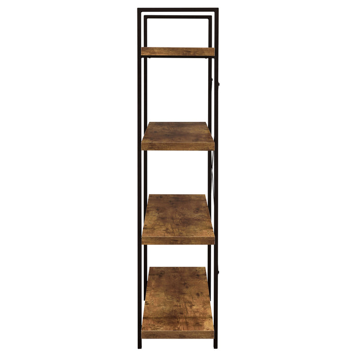 Cole 55-inch 4-shelf Bookshelf Rustic Nutmeg and Black