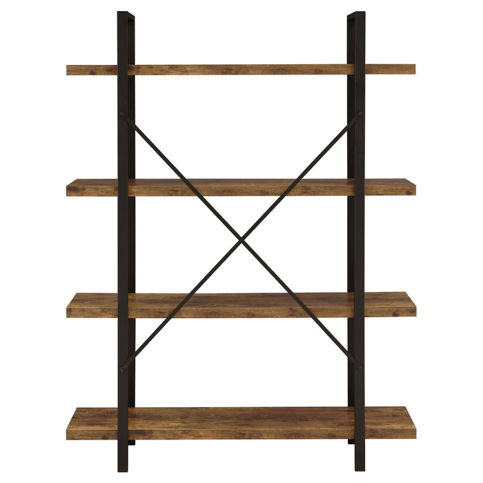 Cole 55-inch 4-shelf Bookshelf Rustic Nutmeg and Black