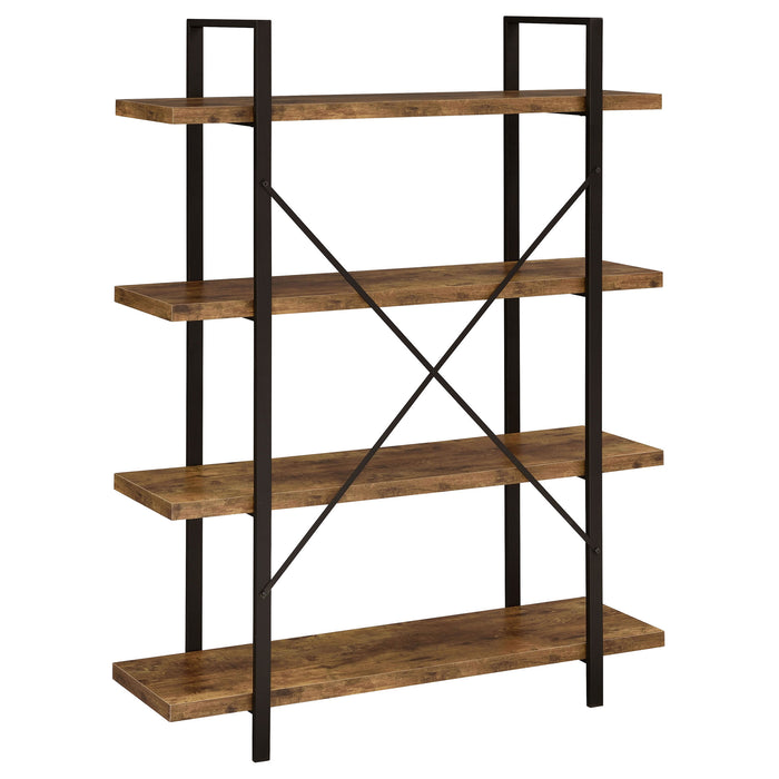 Cole 55-inch 4-shelf Bookshelf Rustic Nutmeg and Black