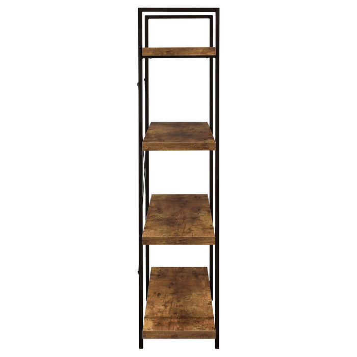 Cole 55-inch 4-shelf Bookshelf Rustic Nutmeg and Black