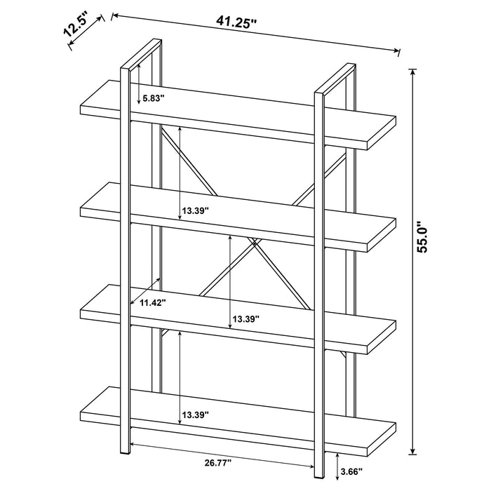 Cole 55-inch 4-shelf Bookshelf Rustic Nutmeg and Black