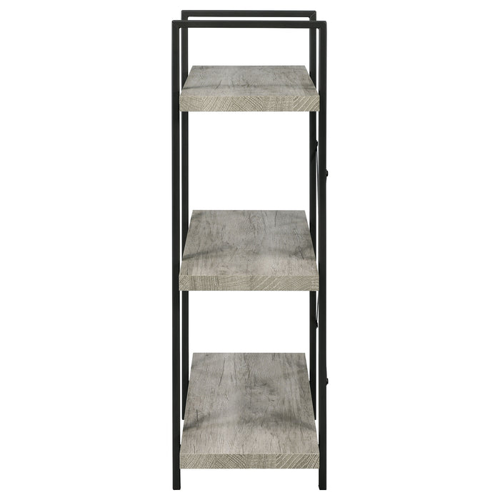 Cole 40-inch 3-shelf Bookshelf Grey Driftwood and Gunmetal