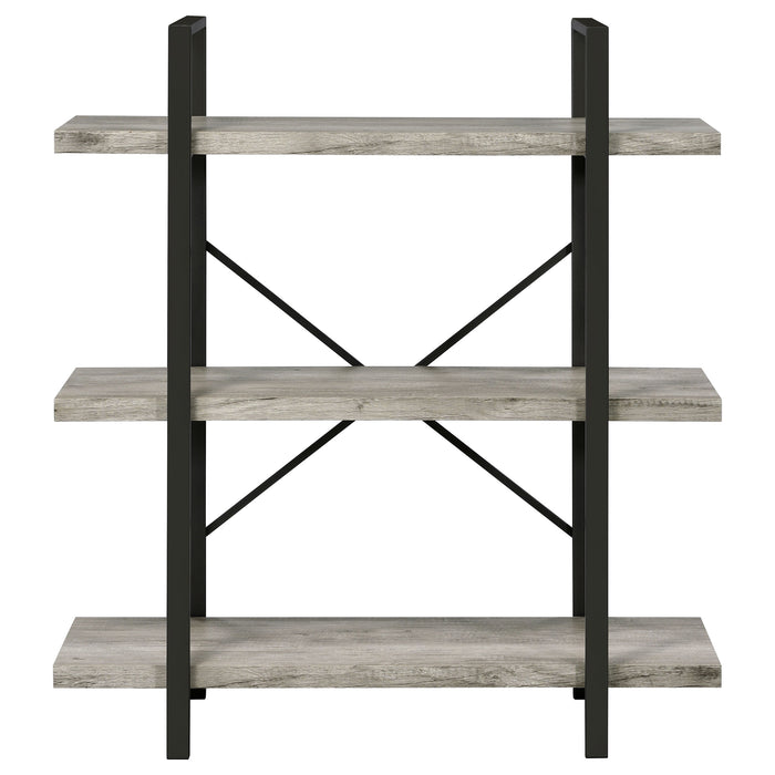 Cole 40-inch 3-shelf Bookshelf Grey Driftwood and Gunmetal