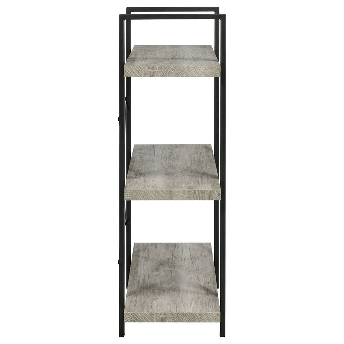 Cole 40-inch 3-shelf Bookshelf Grey Driftwood and Gunmetal