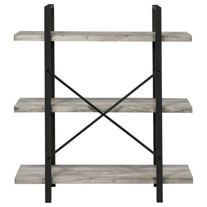 Cole 40-inch 3-shelf Bookshelf Grey Driftwood and Gunmetal