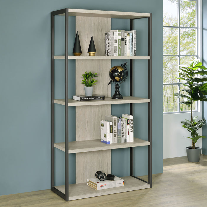 Loomis 72-inch 4-shelf Bookshelf Whitewashed Grey