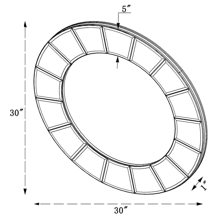 Fez 30 x 30 Inch Round Sun Shaped Wall Mirror Silver