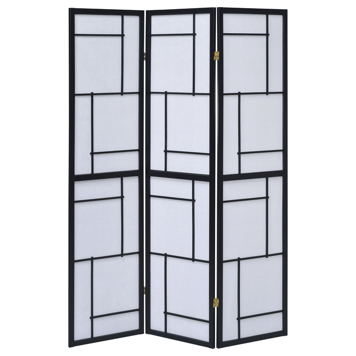 Damis 3-Panel Room Divider Folding Shoji Screen Black