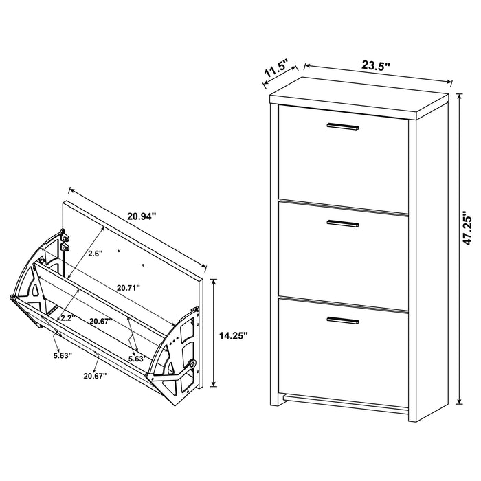 Vivian 3-drawer Engineered Wood Shoe Cabinet Black