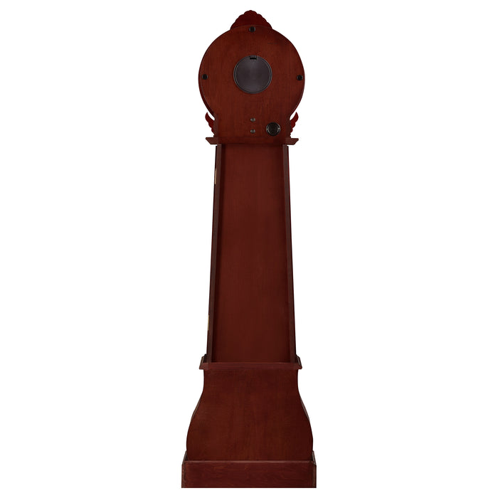 Narcissa Grandfather Clock with Adjustable Chime Brown Red