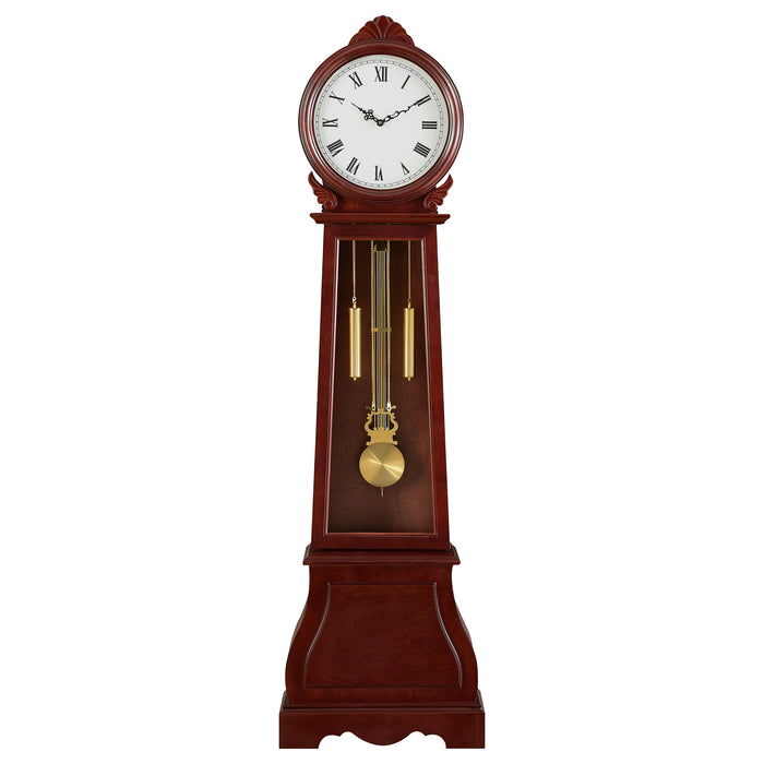 Narcissa Grandfather Clock with Adjustable Chime Brown Red