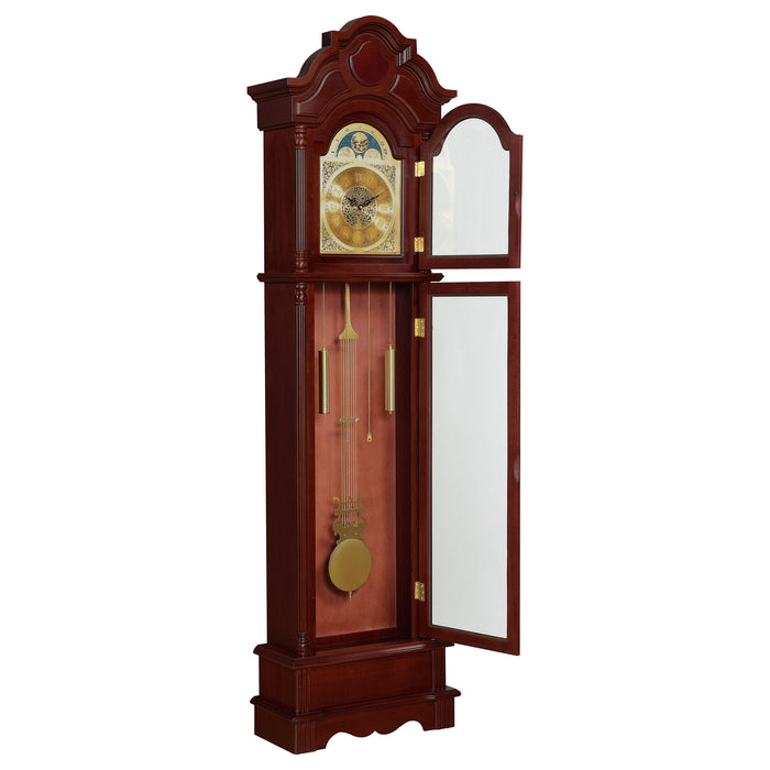 Diggory Grandfather Clock with Adjustable Chime Brown Red