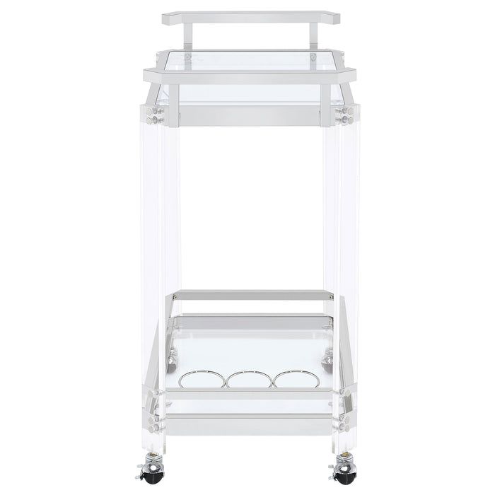 Jefferson 2-tier Glass Shelf Acrylic Bar Cart Chrome