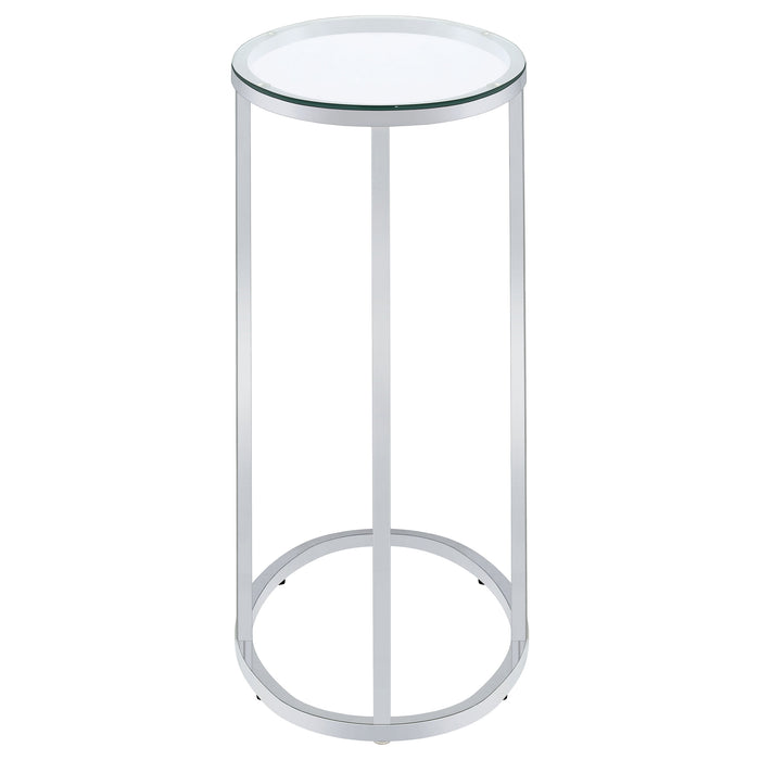 Kyle Oval Glass Top C-Shaped Sofa Side Table Chrome