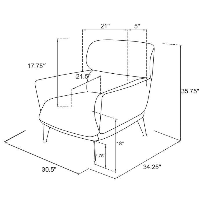 Andrea Upholstered Crecent Arm Accent Chair Grey