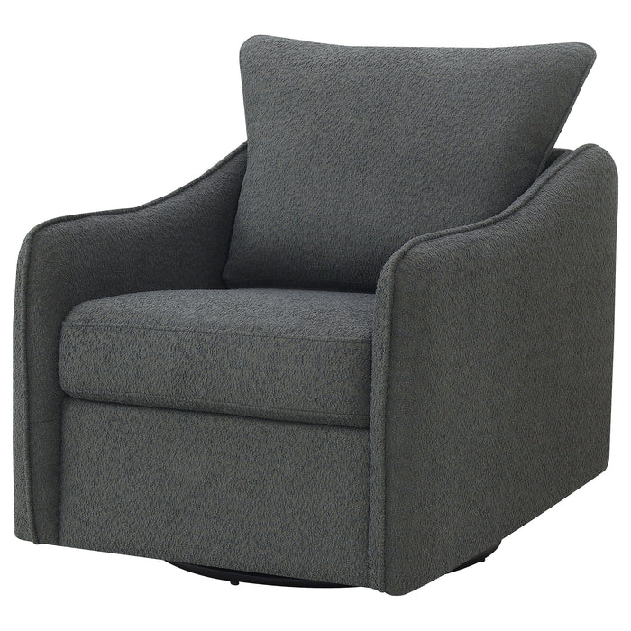 Madia Upholstered Sloped Arm Swivel Glider Chair Charcoal