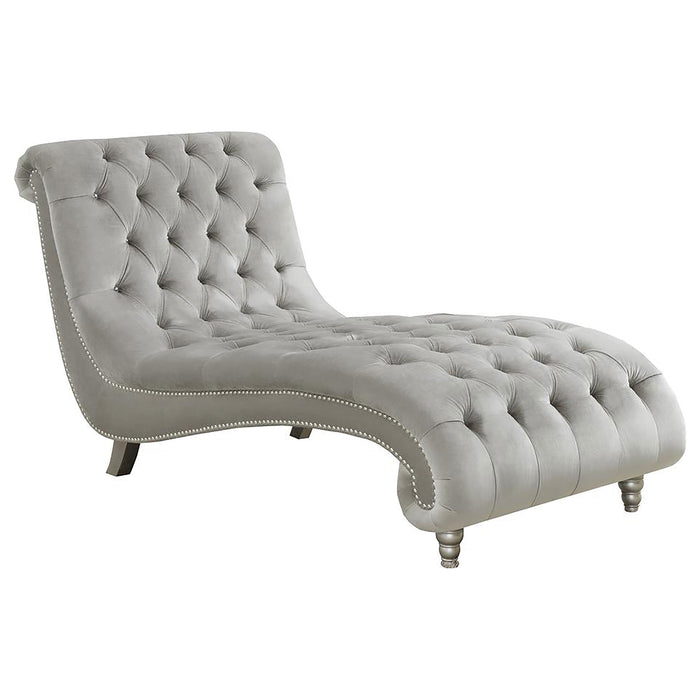 Lydia Velvet Upholstered Tufted Chaise Grey