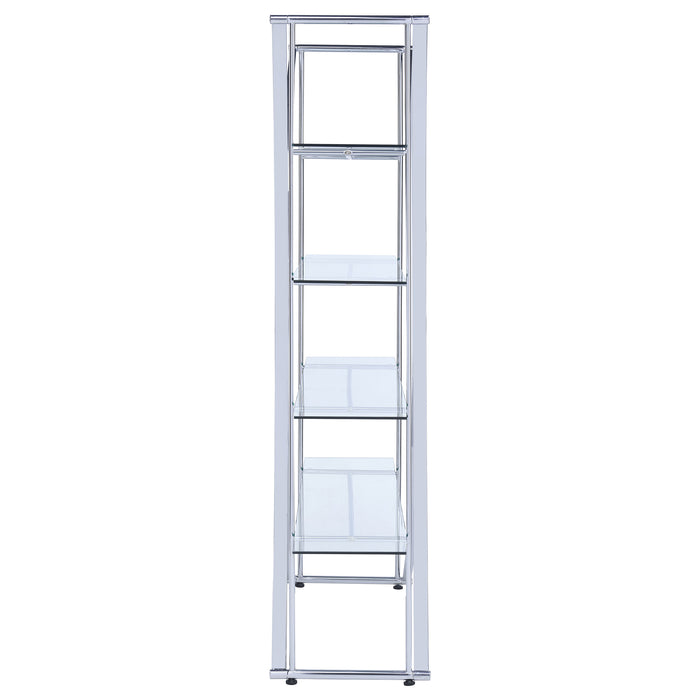 Larson 73-inch 4-shelf Glass Bookshelf Chrome