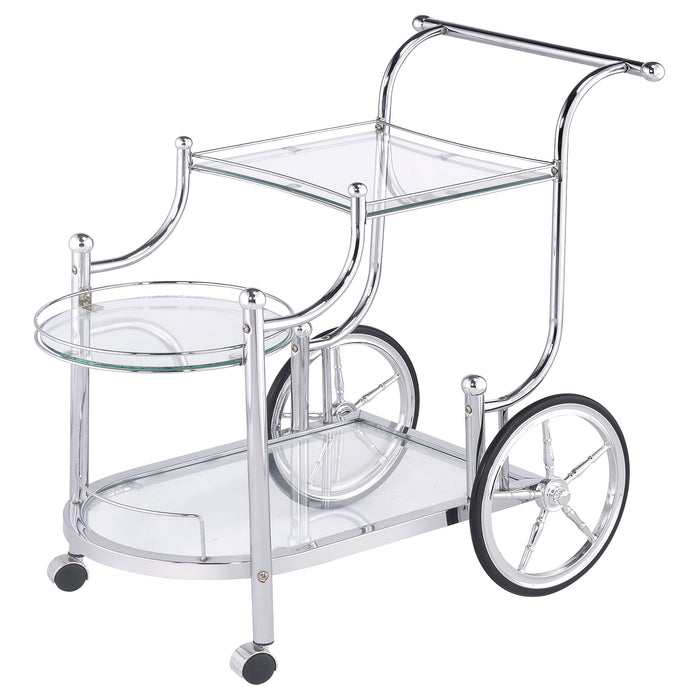 Sarandon 3-tier Glass Shelf Metal Bar Cart Chrome