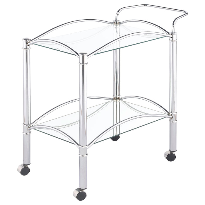 Shadix 2-tier Rectangular Glass Shelf Metal Bar Cart Chrome