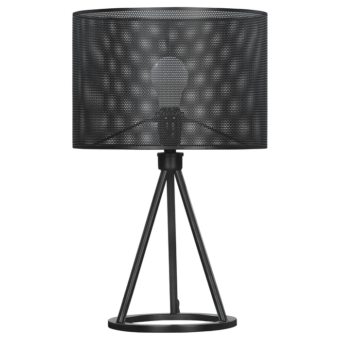 Chapin 19-inch Metal Mesh Drum Shade Table Lamp Black