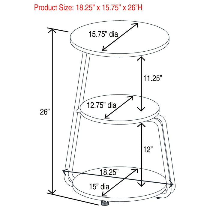 Hilly 3-tier Round Accent Side Table White and Black