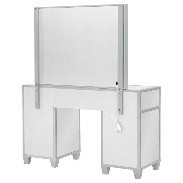 Allora 9-drawer Vanity Set with Lighting Metallic Silver