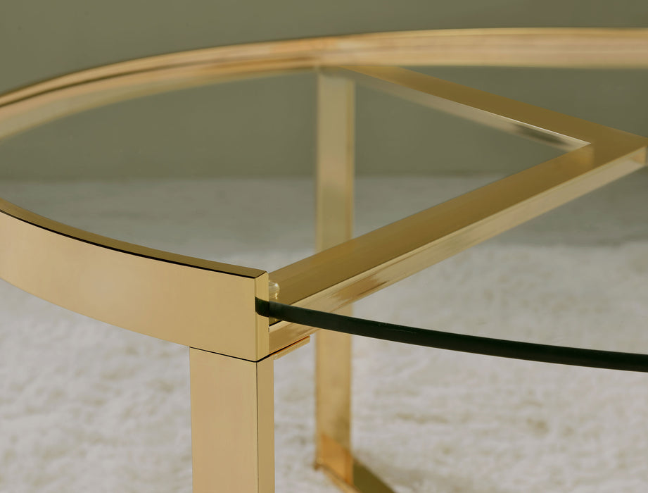 Delia 2-Piece Round Glass Top Nesting Coffee Table Gold