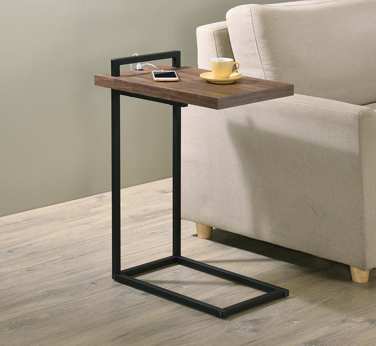 Maxwell C-shaped Side Table USB Charging Aged Walnut