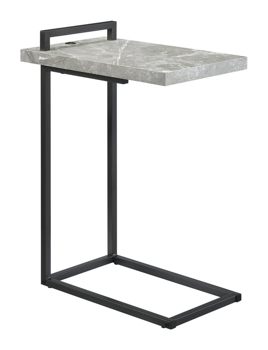 Maxwell C-shaped Side Table USB Charging Grey Faux Marble