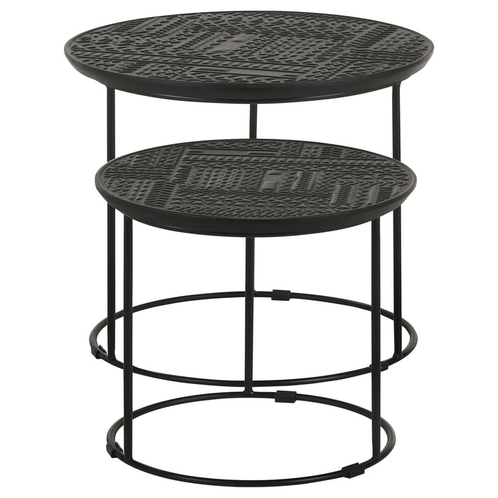 Loannis 2-piece Round Mango Wood Nesting Table Matte Black