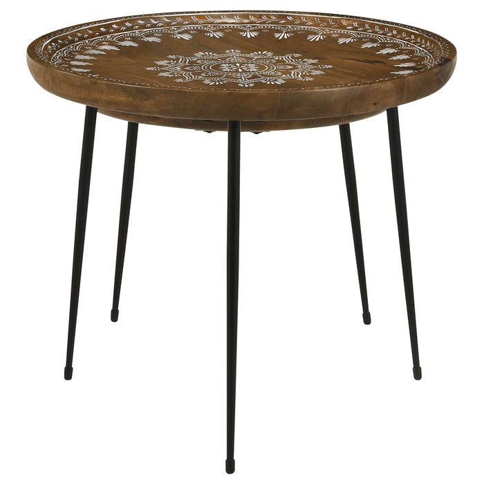 Nuala 2-piece Round Mango Wood Nesting Tables Honey