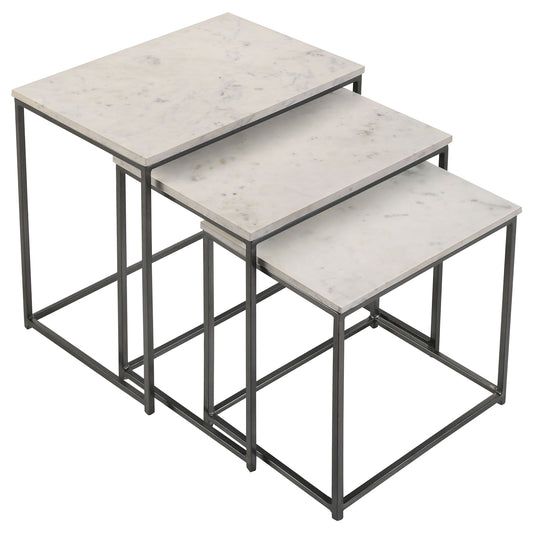 Medora 3-piece Marble Top Nesting Table Set White