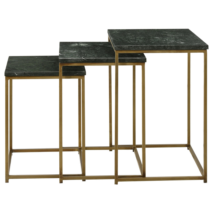 Medora 3-piece Marble Top Nesting Table Set Green