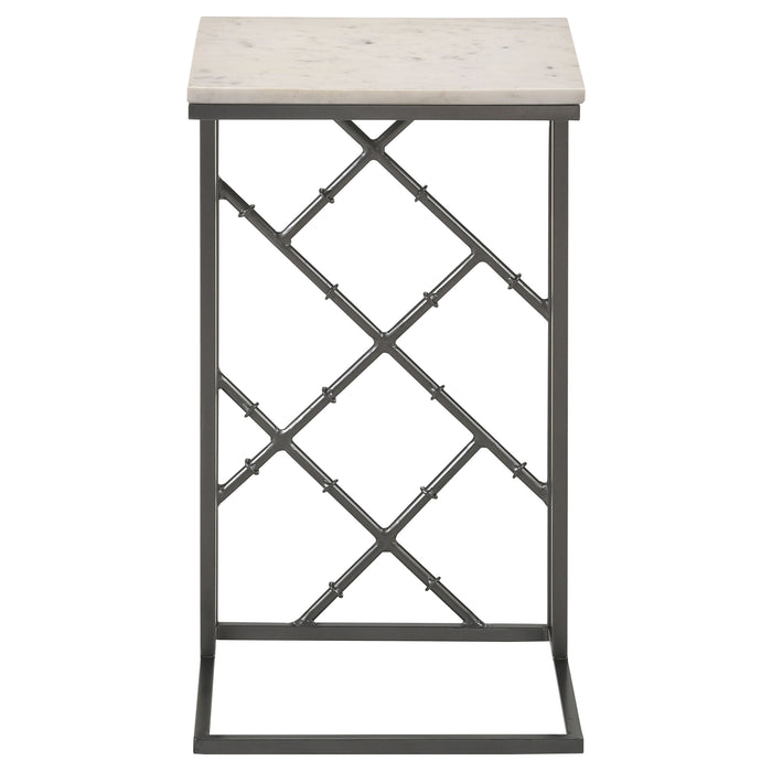 Angeliki Marble Top C-Shape Sofa Side Table Gunmetal