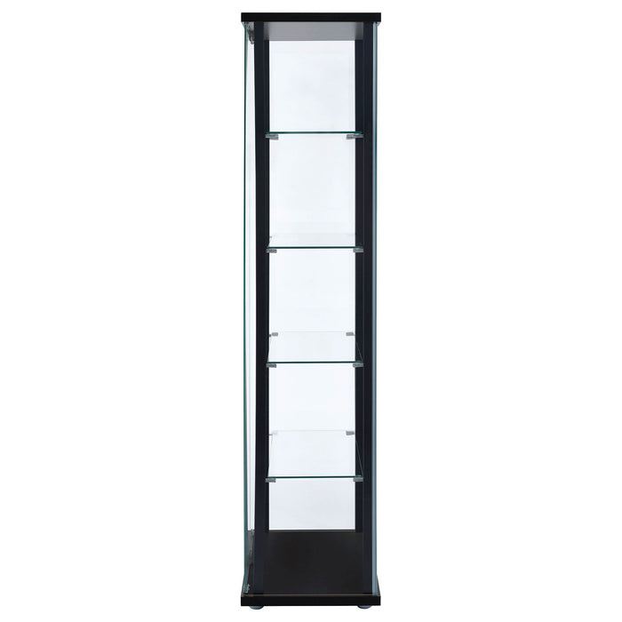 Delphinium 5-shelf Clear Glass Curio Display Cabinet Black