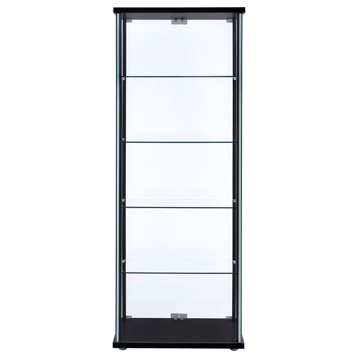 Delphinium 5-shelf Clear Glass Curio Display Cabinet Black