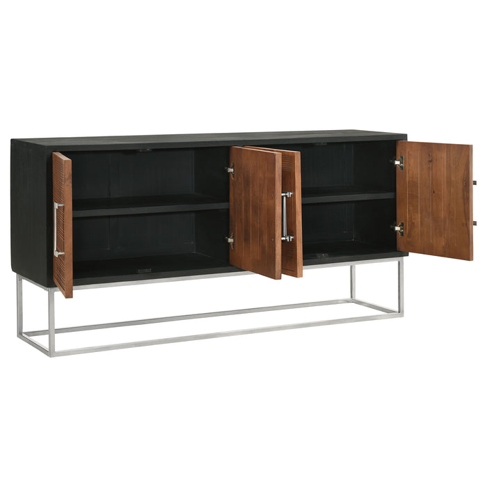 Borman 4-door Wood Accent Cabinet Walnut and Black