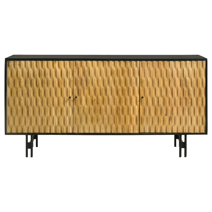 Aminah 3-door Wood Accent Cabinet Natural and Black