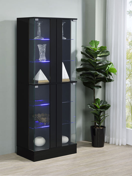 Cabra 4-door LED Curio Display Cabinet Black High Gloss